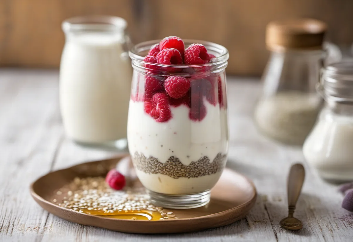 Overnight oats s malinami a jogurtem