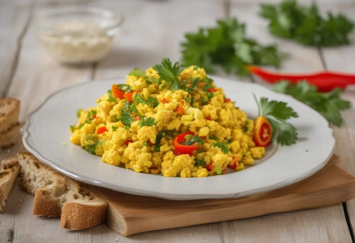 Tofu míchanice s paprikou a kurkumou