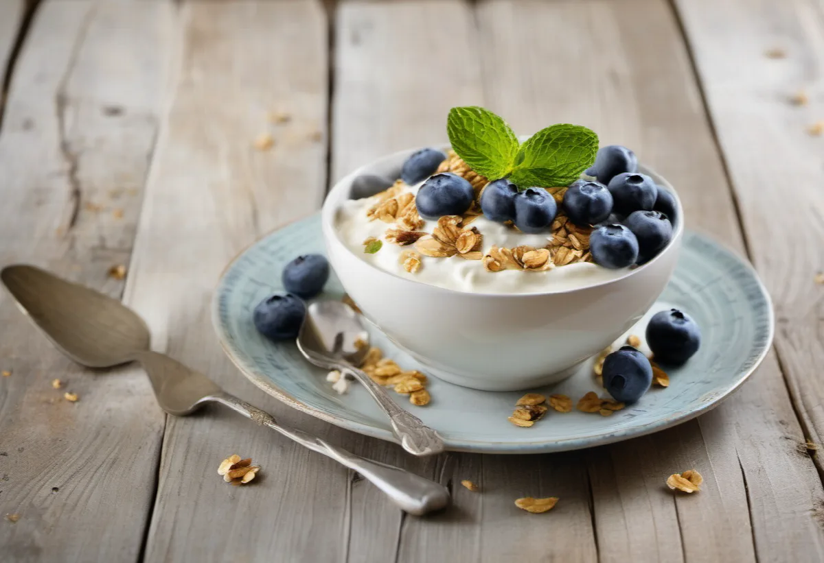 Jogurt s müsli a borůvkami
