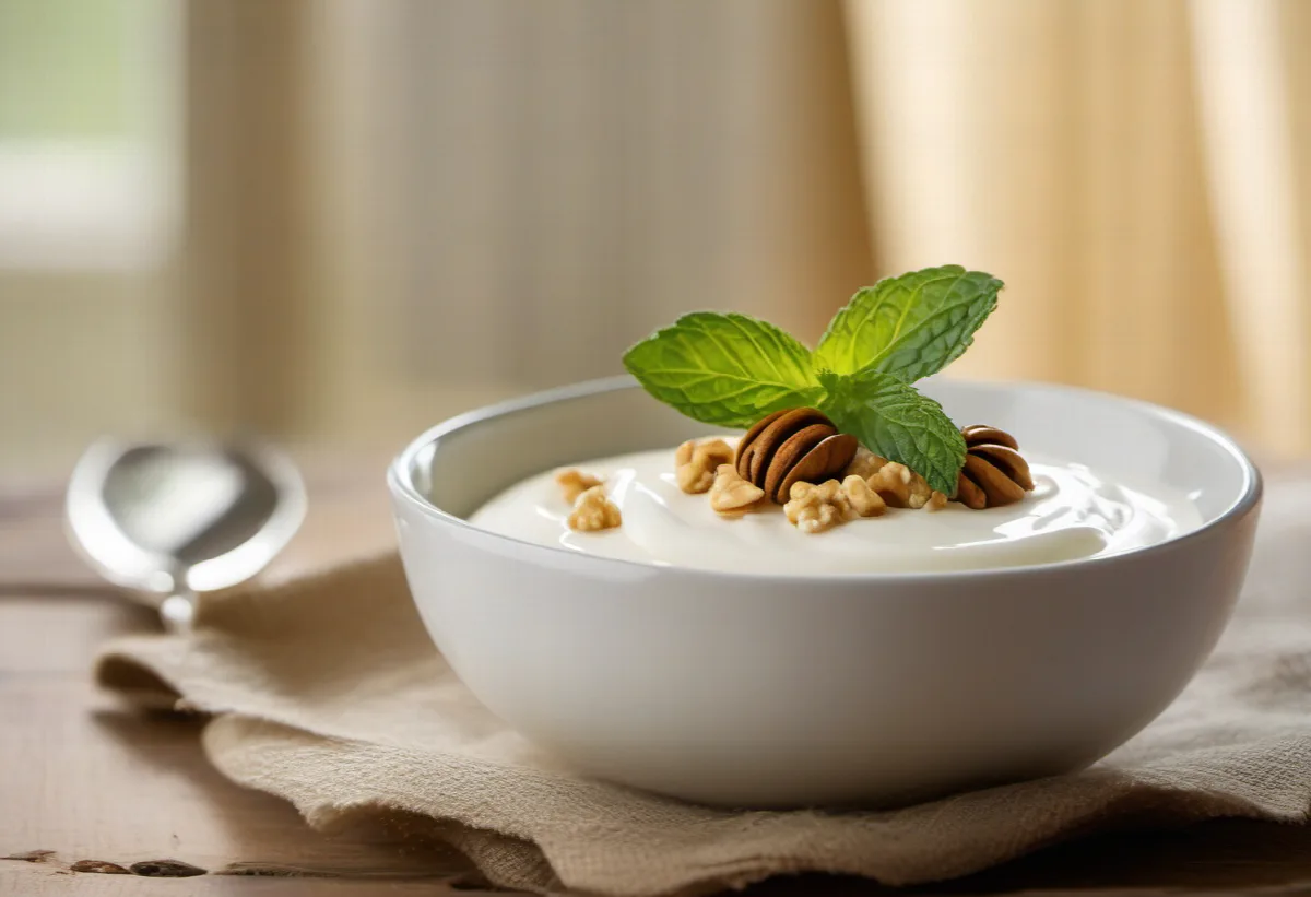 Bílý jogurt s vlašskými ořechy a medem