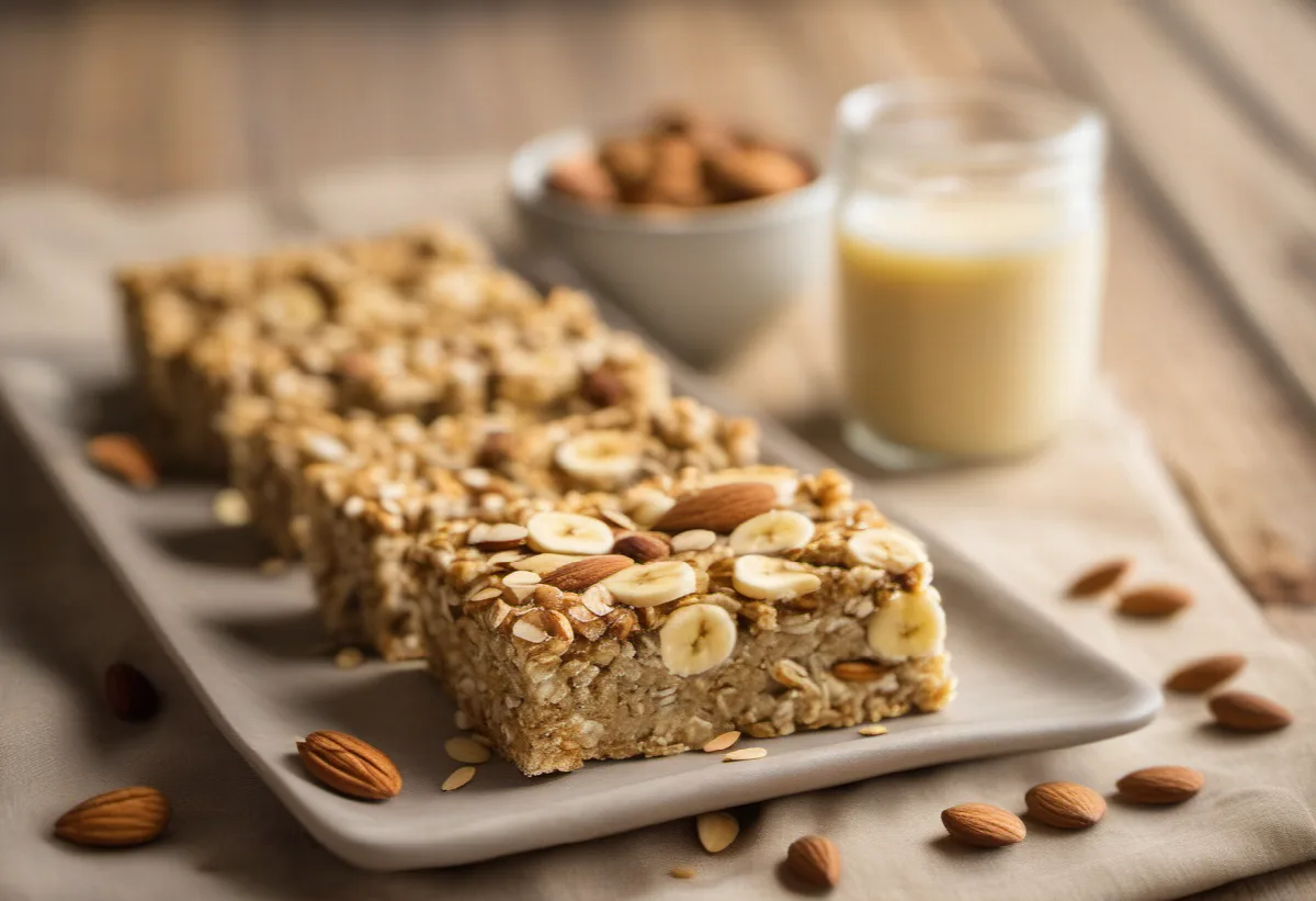 Domácí müsli tyčinky s banánem a mandlemi