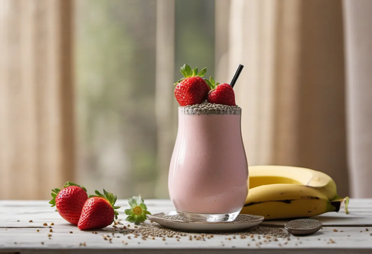 Jahodovo-banánové smoothie s mandlovým nápojem