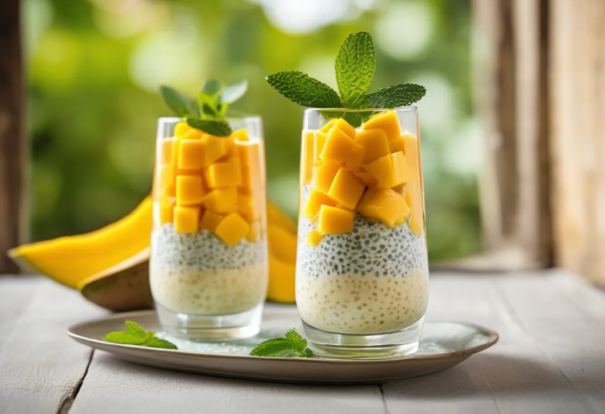 Chia pudink s mangem a kokosem